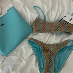 Orange and blue triangl set new with tags